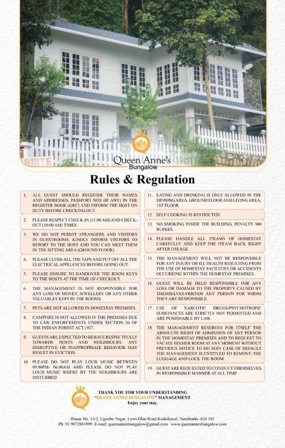 Queen Annes Bungalow Hotell Kodaikanal Eksteriør bilde